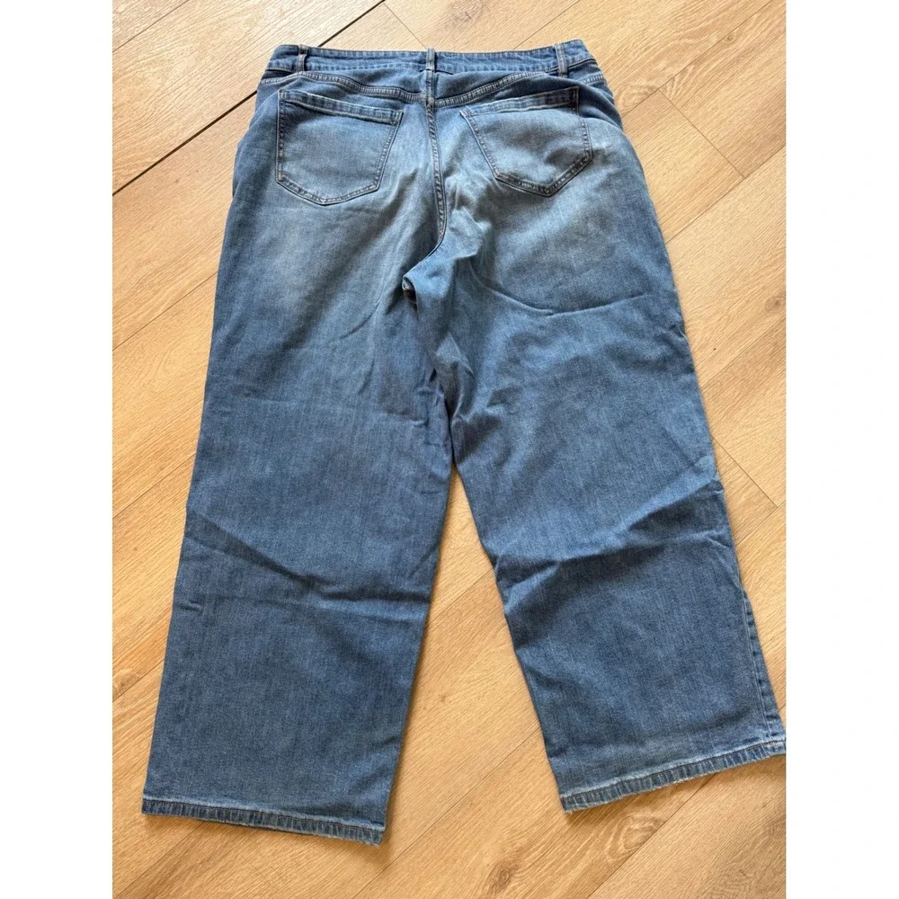 Eloquii Elements Womens Plus Size 16 Wide Leg Jeans Medium Wash High Rise Denim - Picture 9 of 10